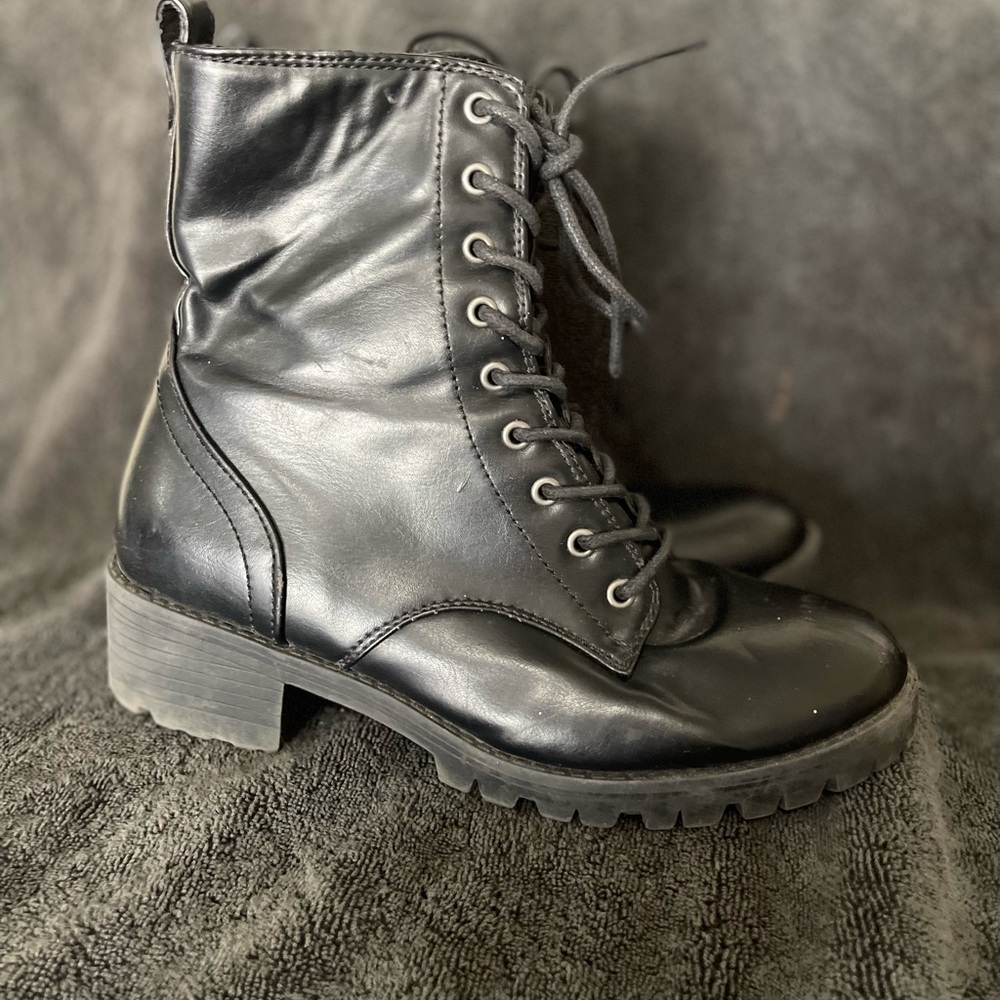Black Lace-Up Ankle Boots